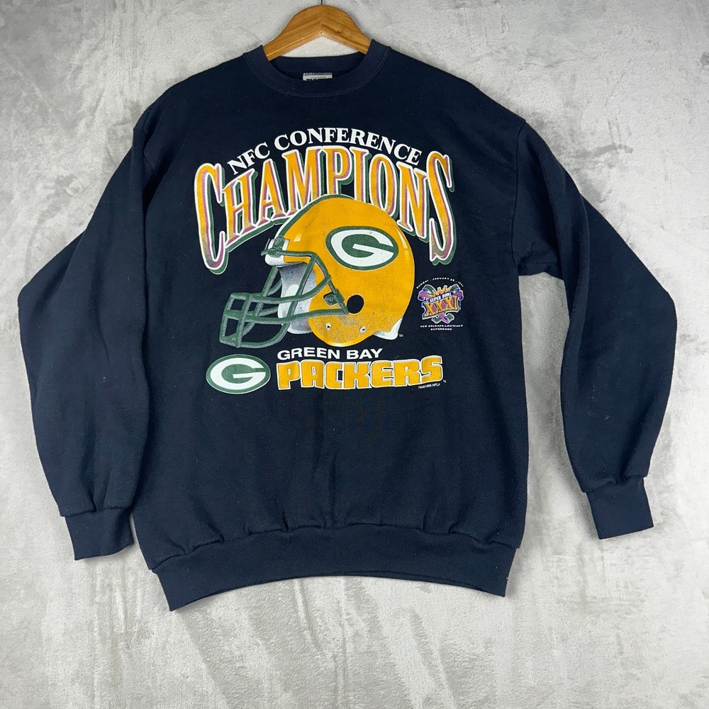 Vintage 90s Packers NFC Champions Sweatshirt Large Tultex Super Bowl XXXI